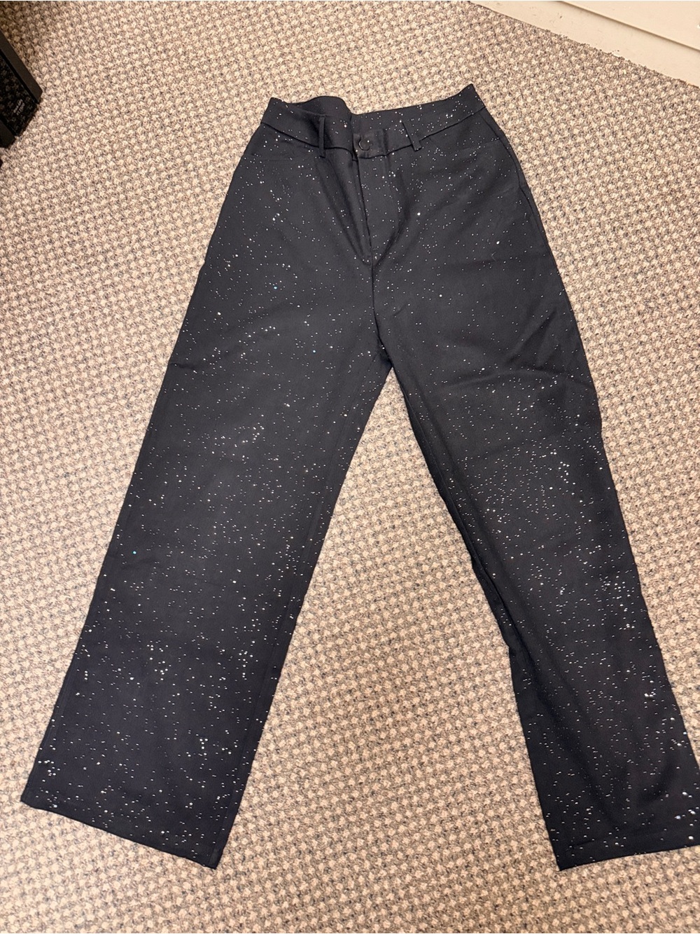 Women's Black Speckled Wide-Leg Jeans